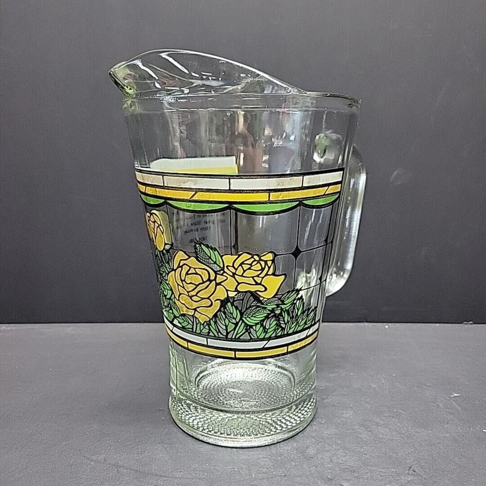 Vintage Whataburger Pitcher 150th Anniversary 1836-1986 Yellow Roses Swag Promo